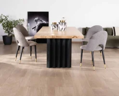 Meuble House Grande table de repas 260 cm acacia pieds métal noir plissés "Audacio" Outlet