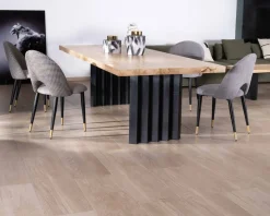 Meuble House Grande table de repas 260 cm acacia pieds métal noir plissés "Audacio" Outlet