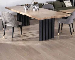 Meuble House Grande table de repas 260 cm acacia pieds métal noir plissés 
