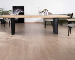 Meuble House Grande table de repas 260 cm acacia pieds métal noir plissés 