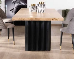 Meuble House Grande table de repas 260 cm acacia pieds métal noir plissés 