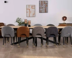 Meuble House Grande table de repas 300cm manguier massif finition sablée bords biseautés noirs et pieds étoile