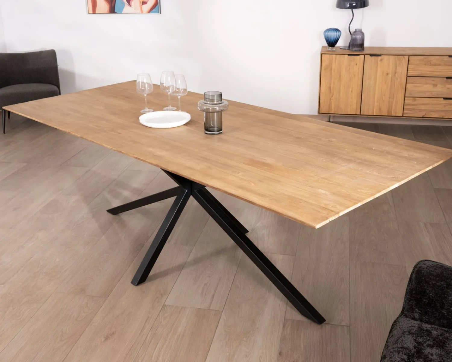 Meuble House Grande table de repas en teck recyclé et pieds mikado "Bahia" 240 cm