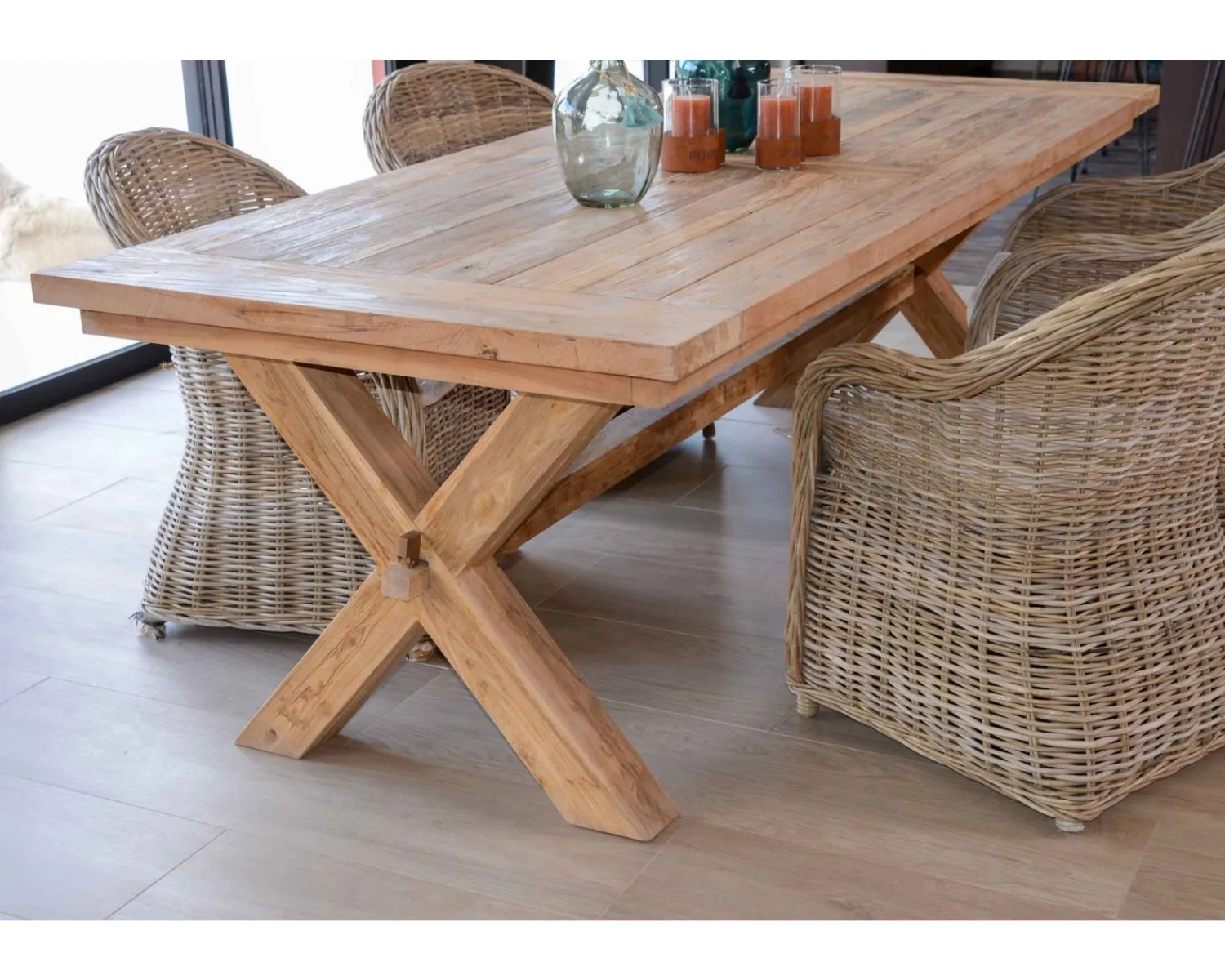 Meuble House Grande table de repas en teck recyclé 8/10 personnes "Balangan Beach"