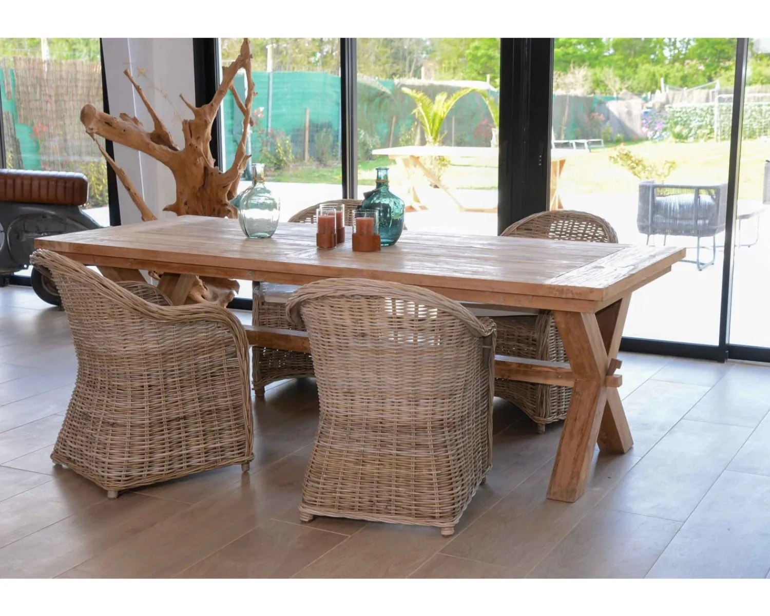 Meuble House Grande table de repas en teck recyclé 8/10 personnes "Balangan Beach"