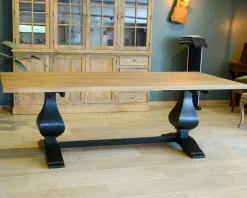 Meuble House Grande table de repas 8/10 places style chic noire et bois