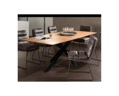 Meuble House Grande table de salle à manger en bois recyclé et métal 220cm "Copley" Outlet