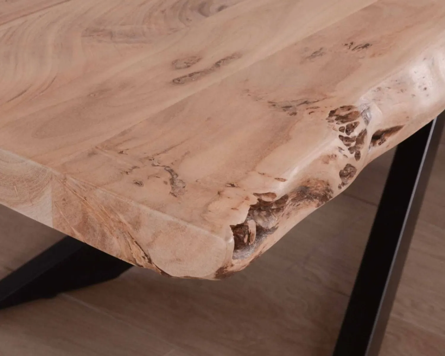 Meuble House Grande table à manger plateau 280 cm acacia massif et pieds métal "3D" Discount