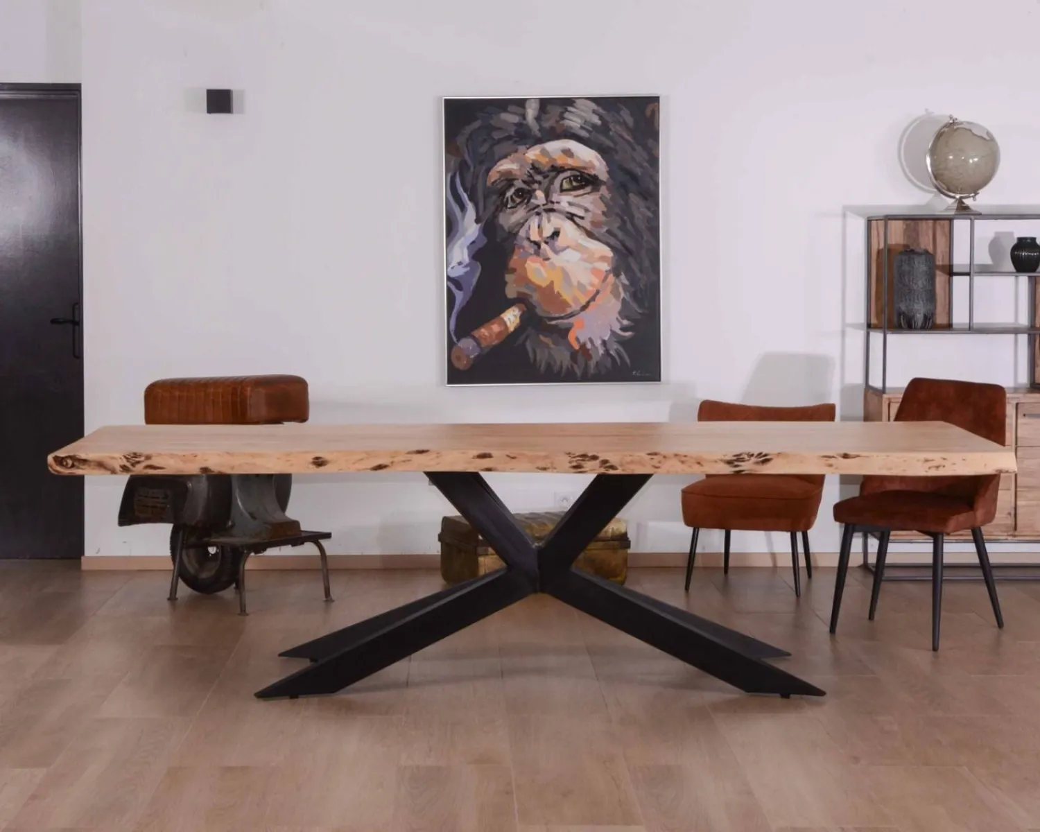 Meuble House Grande table à manger plateau 280 cm acacia massif et pieds métal "3D" Discount