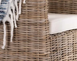 Meuble House Grand fauteuil de jardin confort en kubu grisé et tissu "Balangan Beach"