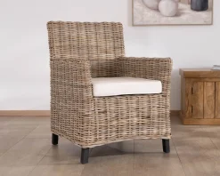 Meuble House Grand fauteuil de jardin confort en kubu grisé et tissu 
