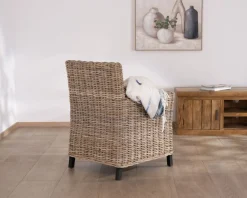 Meuble House Grand fauteuil de jardin confort en kubu grisé et tissu 