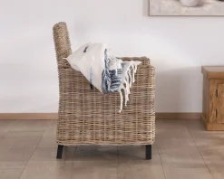 Meuble House Grand fauteuil de jardin confort en kubu grisé et tissu 