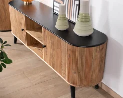 Meuble House Grand meuble TV bicolore bois et noir design arrondi vintage "Boogie" 175cm Sale