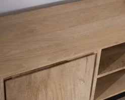 Meuble House Grand meuble TV 180 cm en manguier massif avec portes, niches et tiroirs 