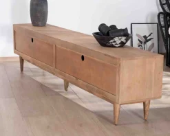 Meuble House Grand meuble TV contemporain 240cm en manguier 4 portes "Cabure" Best