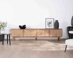 Meuble House Grand meuble TV contemporain 240cm en manguier 4 portes