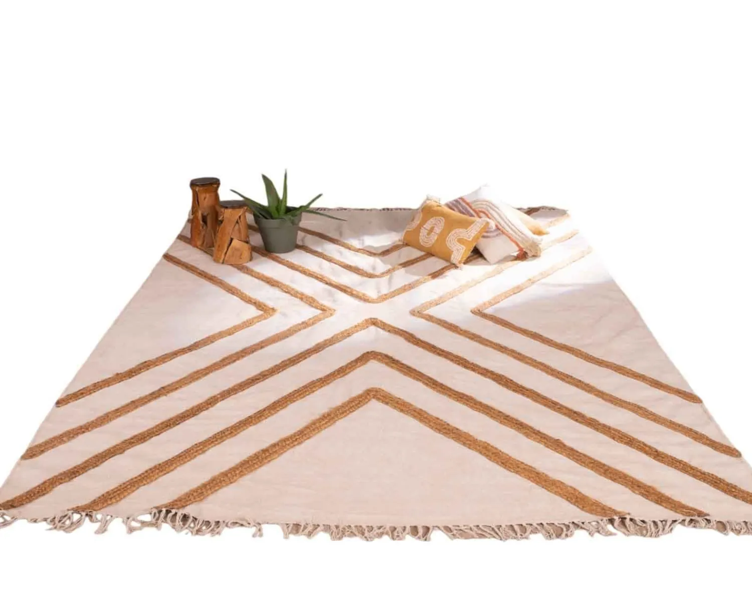 Meuble House Grand tapis de salon tissé main en coton et jute 200x300cm "Ethnic" Outlet