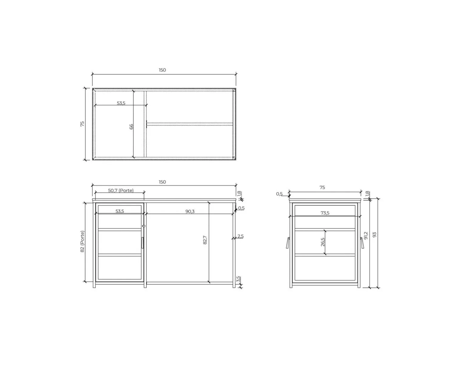 Meuble House Ilot de cuisine en bois et métal noir 150 cm "Black Cook" Clearance