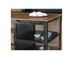 Meuble House Ilot de cuisine en bois et métal noir 150 cm