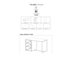 Meuble House Ilot de cuisine en bois et métal noir 150 cm