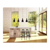 Meuble House Îlot central bois et quartz blanc avec coin repas "Grand Chef" New