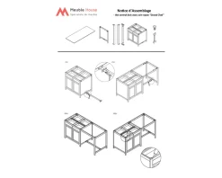 Meuble House Îlot central bois et quartz blanc avec coin repas 
