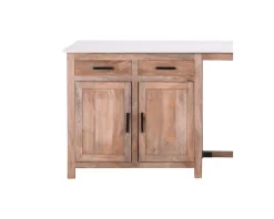Meuble House Îlot central bois et quartz blanc avec coin repas 