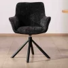 Meuble House Lot de 2 chaises avec accoudoirs en tissu noir et pied métal pivotant "Ewing" Online