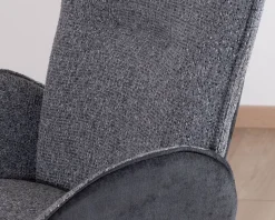 Meuble House Lot de 2 chaises avec accoudoirs en tissu bi-matière anthracite "Eddy" avec pied métal pivotant Online
