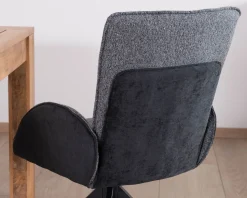 Meuble House Lot de 2 chaises avec accoudoirs en tissu bi-matière anthracite "Eddy" avec pied métal pivotant Online