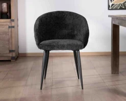 Meuble House Lot de 2 chaises contemporaines et enveloppantes en tissu noir "Kandy" Online