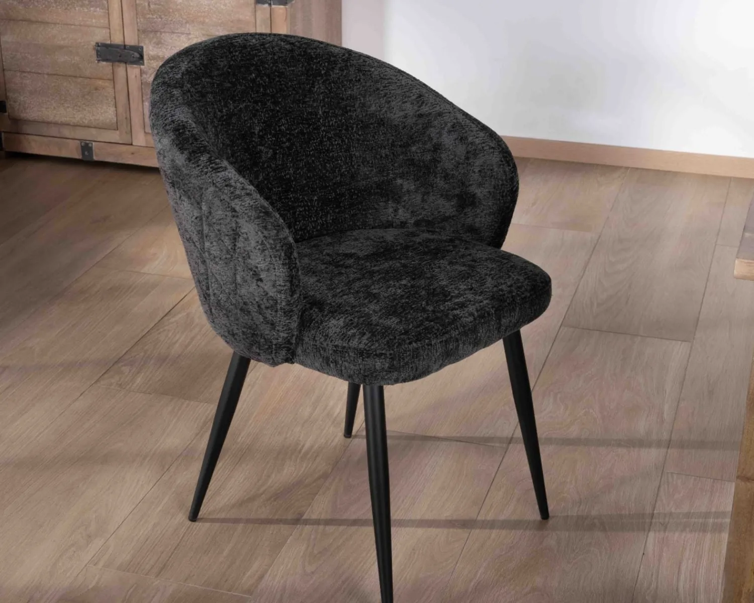 Meuble House Lot de 2 chaises contemporaines et enveloppantes en tissu noir "Kandy" Online