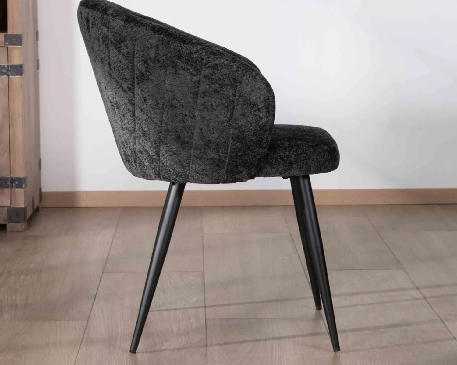 Meuble House Lot de 2 chaises contemporaines et enveloppantes en tissu noir "Kandy" Online