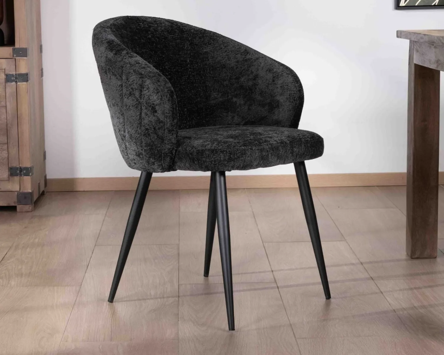 Meuble House Lot de 2 chaises contemporaines et enveloppantes en tissu noir "Kandy" Online