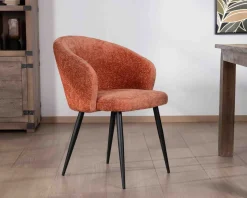 Meuble House Lot de 2 chaises contemporaines et enveloppantes en tissu bouclé terracotta "Kandy" Outlet