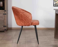 Meuble House Lot de 2 chaises contemporaines et enveloppantes en tissu bouclé terracotta