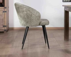 Meuble House Lot de 2 chaises contemporaines et enveloppantes en tissu bouclé vert "Kandy" Hot