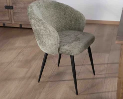 Meuble House Lot de 2 chaises contemporaines et enveloppantes en tissu bouclé vert