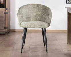 Meuble House Lot de 2 chaises contemporaines et enveloppantes en tissu bouclé vert