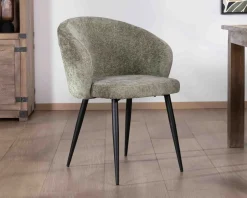 Meuble House Lot de 2 chaises contemporaines et enveloppantes en tissu bouclé vert