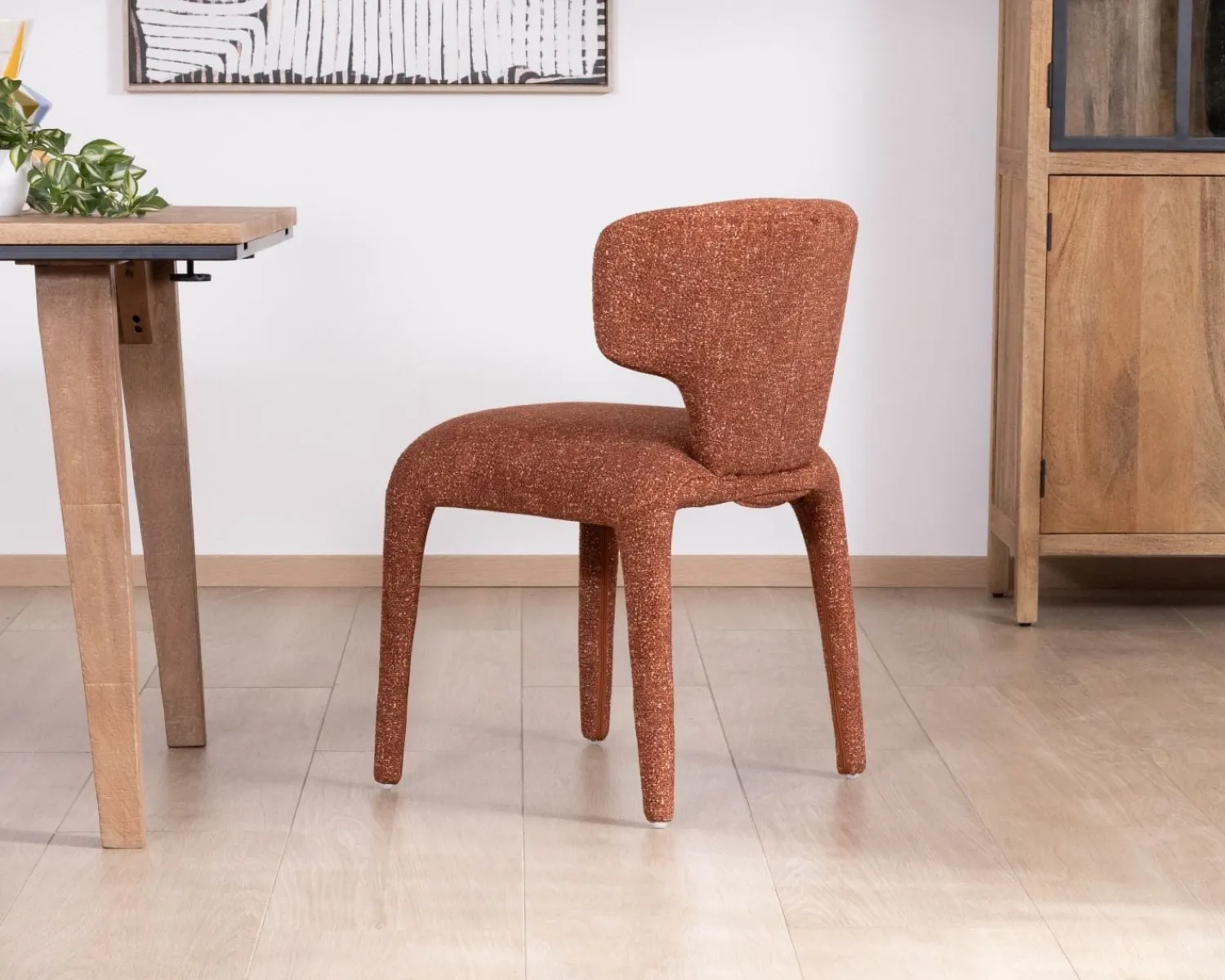 Meuble House Lot de 2 chaises contemporaines avec habillage intégral en tissu terracotta “Milano” New