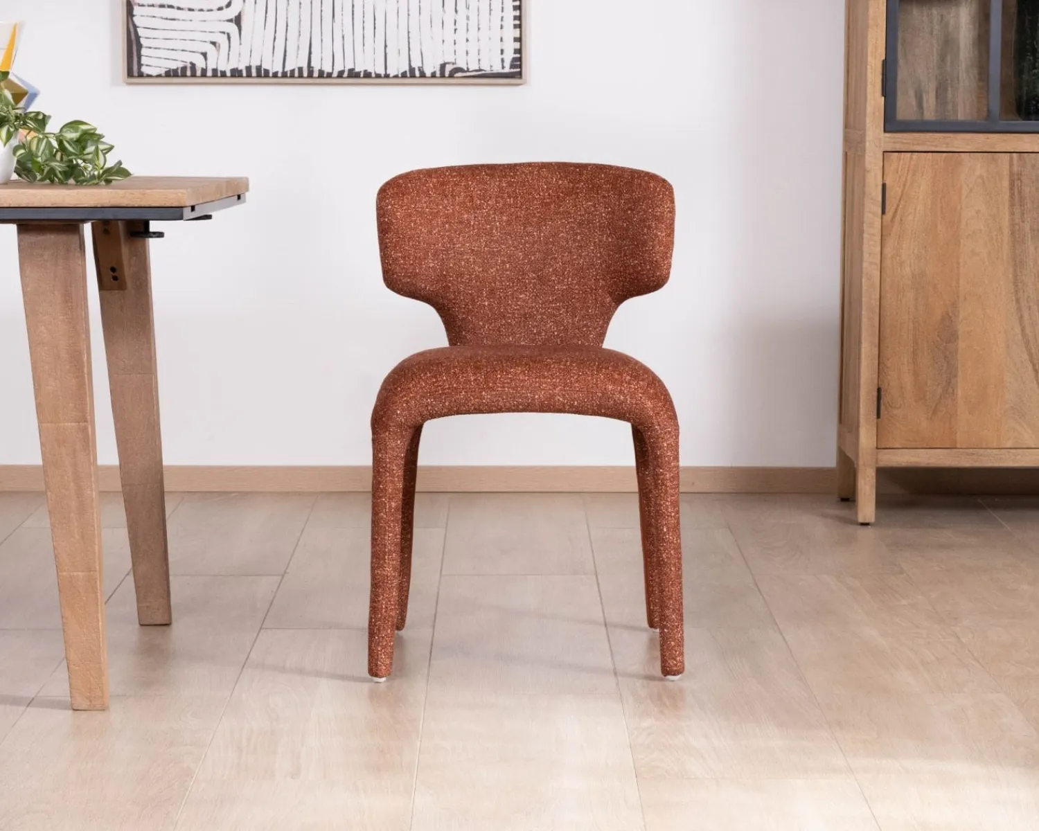 Meuble House Lot de 2 chaises contemporaines avec habillage intégral en tissu terracotta “Milano” New