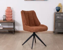 Meuble House Lot de 2 chaises contemporaines en tissu terracotta "Webber" pied pivotant noir Discount