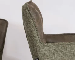 Meuble House Lot de 2 chaises de bar bi-matière vert et pieds en métal noir 
