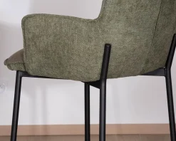 Meuble House Lot de 2 chaises de bar bi-matière vert et pieds en métal noir 
