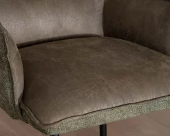 Meuble House Lot de 2 chaises de bar bi-matière vert et pieds en métal noir 