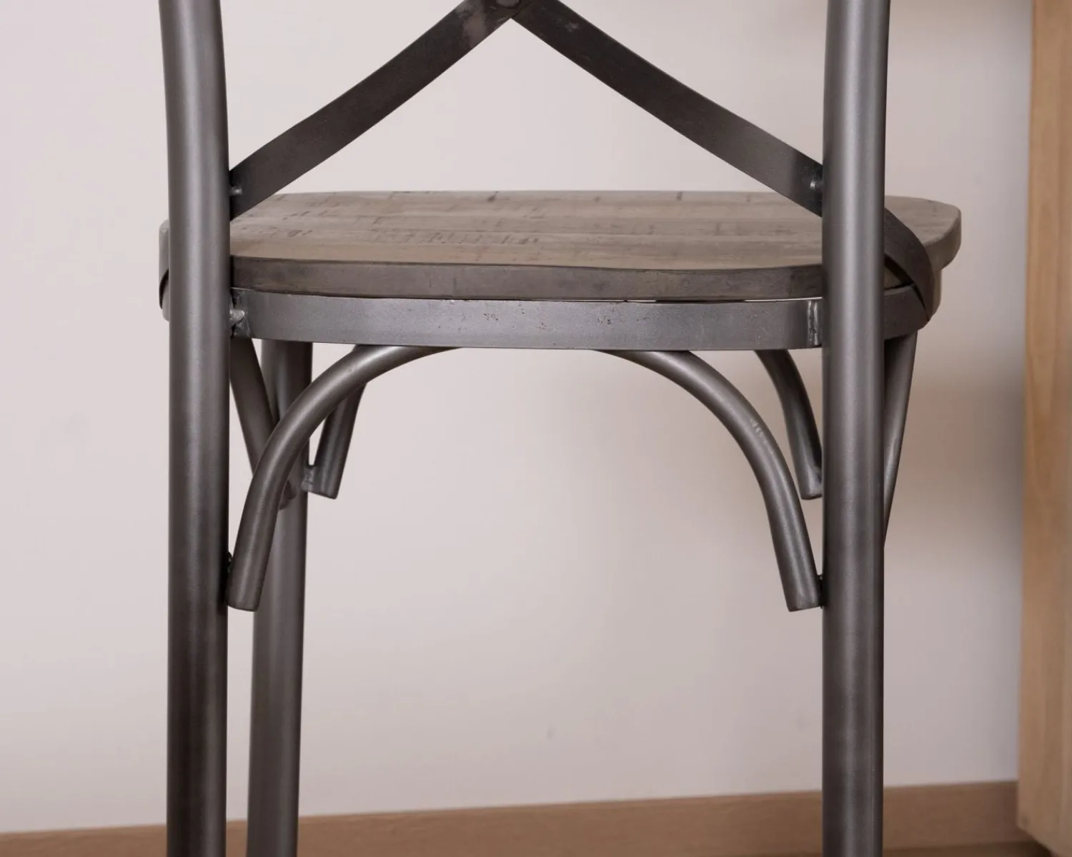 Meuble House Lot de 2 chaises de bar gris foncé "Snack Indus" métal et bois New