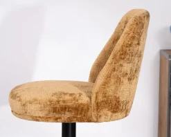 Meuble House Lot de 2 chaises de bar pivotantes et réglables en velours ocre