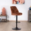 Meuble House Lot de 2 chaises de bar pivotantes en velours ras terracotta avec dossier haut "Zoung" hauteur réglable